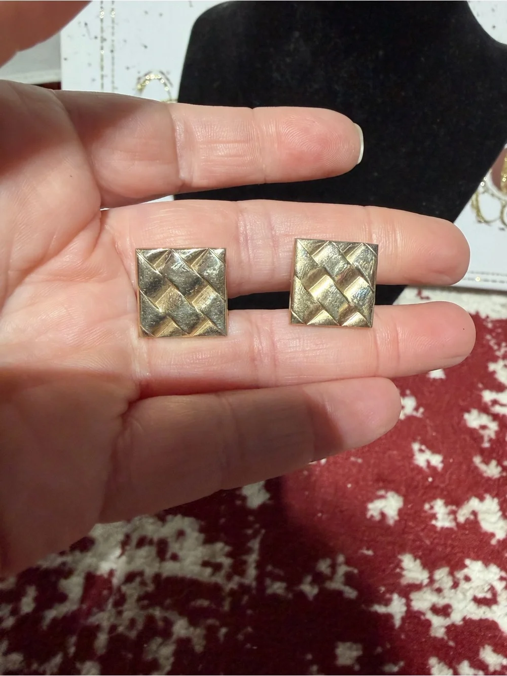 Gold Tone Woven Square Cufflinks